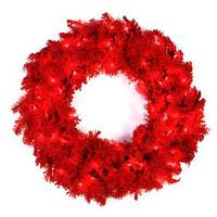 Vickerman 24" Artificial Flocked Red Wreath 50 Red Lights